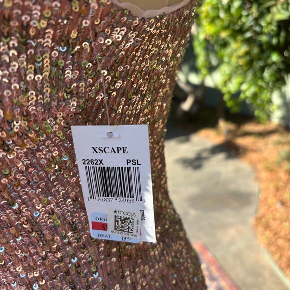 Xscape NWT Blush Pink Sequin One Shoulder Gown Floor Length Prom - Picture 6 of 9